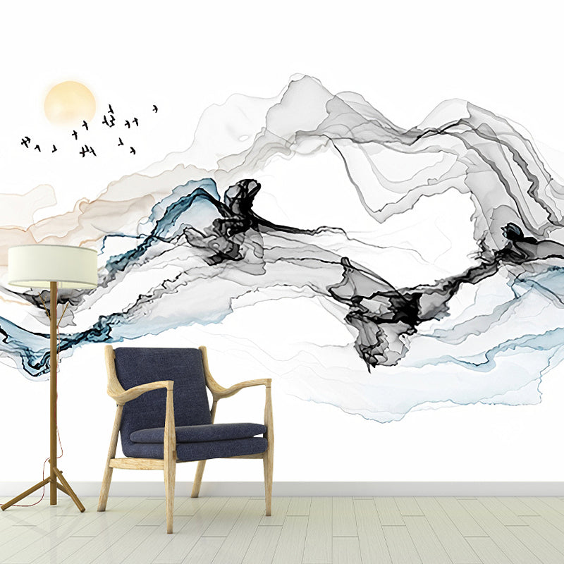 Peintures murales abstraites couleur pastel fumée décor mural extra large, taille personnalisée disponible