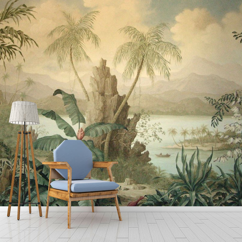 Retro-Wandbilder für Akzentwände, mittelalterlicher Wald in dunkler Farbe, personalisierte Größe erhältlich