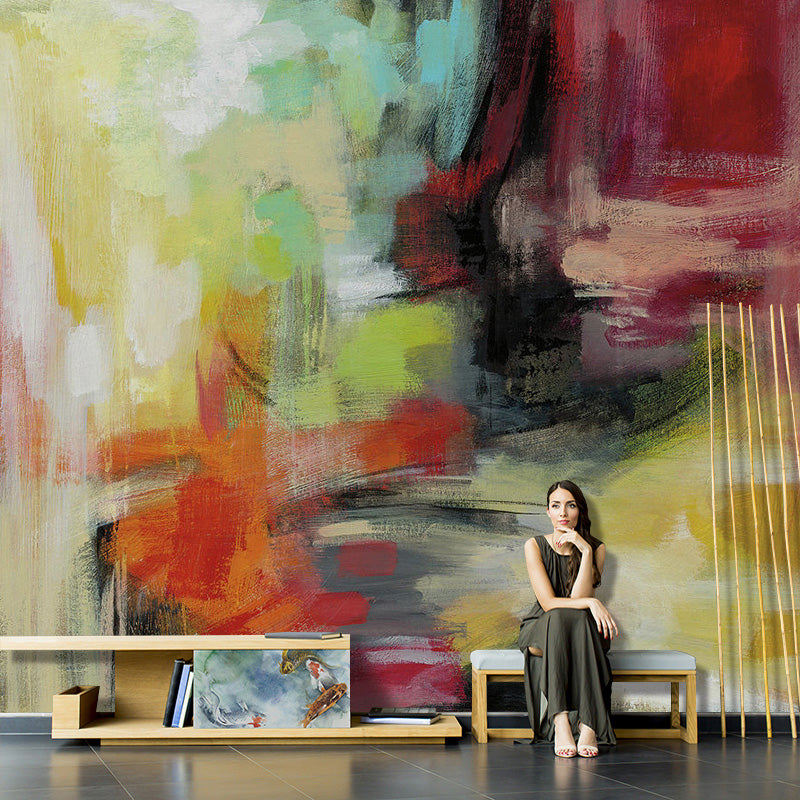 Vintage Wall Murals with Multi-Colored Graffiti of Wash Painting Style for Gallery and Commercial Occasions, Non-Woven Fabric