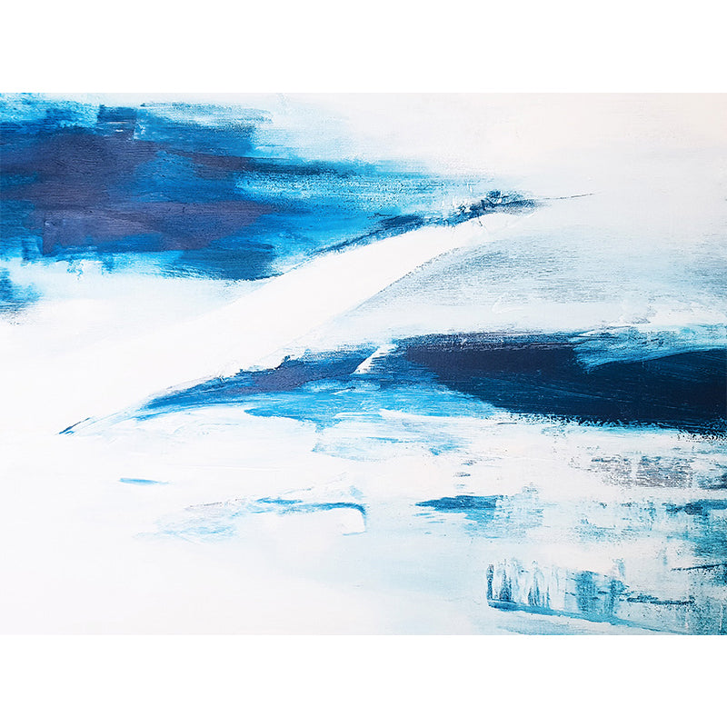 Non-Woven Murals Full Size Blue and White Inspiring Sea Wave Wall Art, Made to Measure