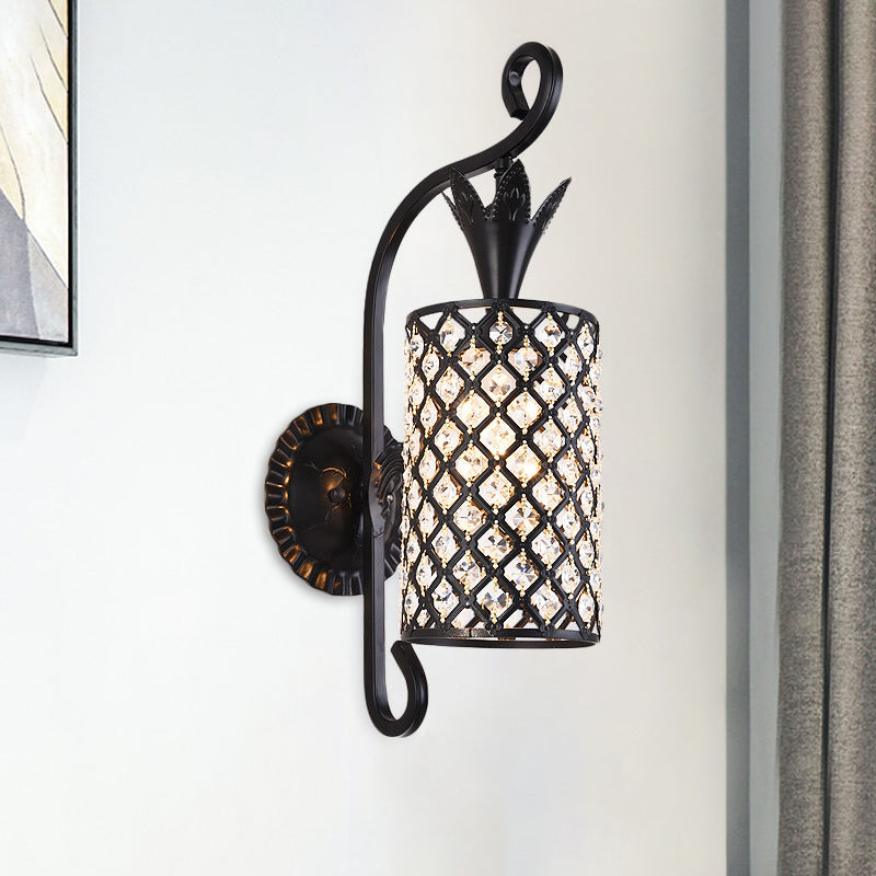 Crystal Square / Rhombus Insérée Éclairage de paroi de teinte à 1 lumière minimaliste en noir