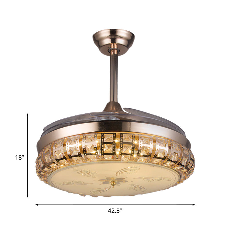3 cuchillas LED LED LIGHTURE MODERNISMO Modernismo Acabado de oro Cristal Semi Flush Light, 42.5 pulgadas de ancho