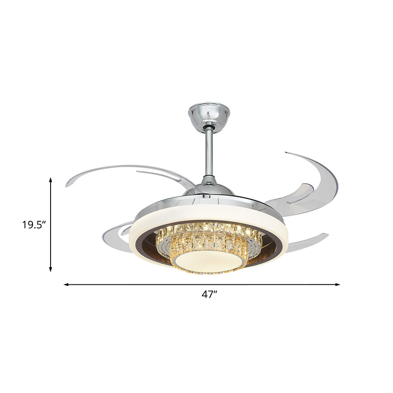 Lampada a ventola a LED cromata 47 "Lampa a LED CROME Crystal Crystal Crystal Semi Flush Mount Aitura