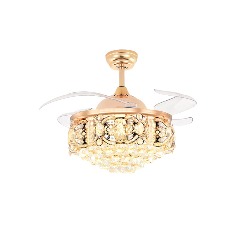 Gold konische Deckenventilator Leuchte Modernismus Crystal 3-Blade Hotel LED SEMI Mount Lighting, 42,5 "W.