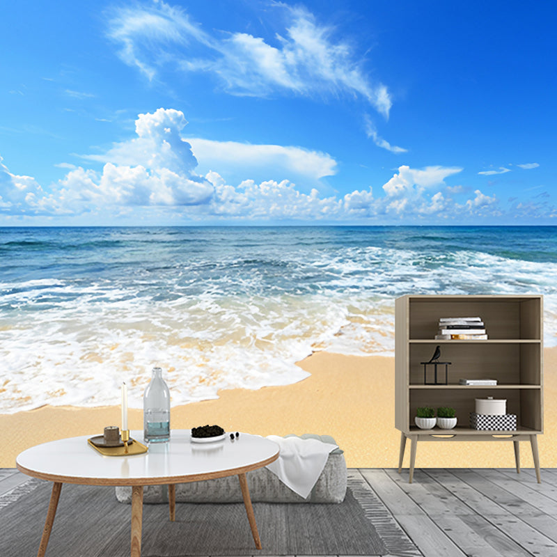 Fresh Color Seashore Decorative Mural Wallpaper for Coffee Shop and Living Room