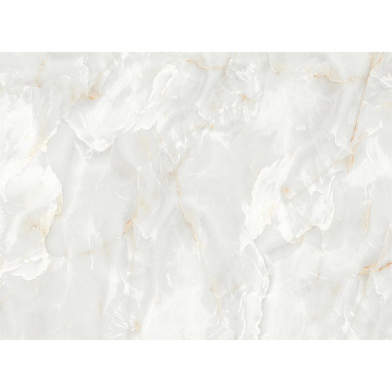 Contemporary Marble Wall Covering in Yellow and White Bedroom Mural Wallpaper, Custom-Printed