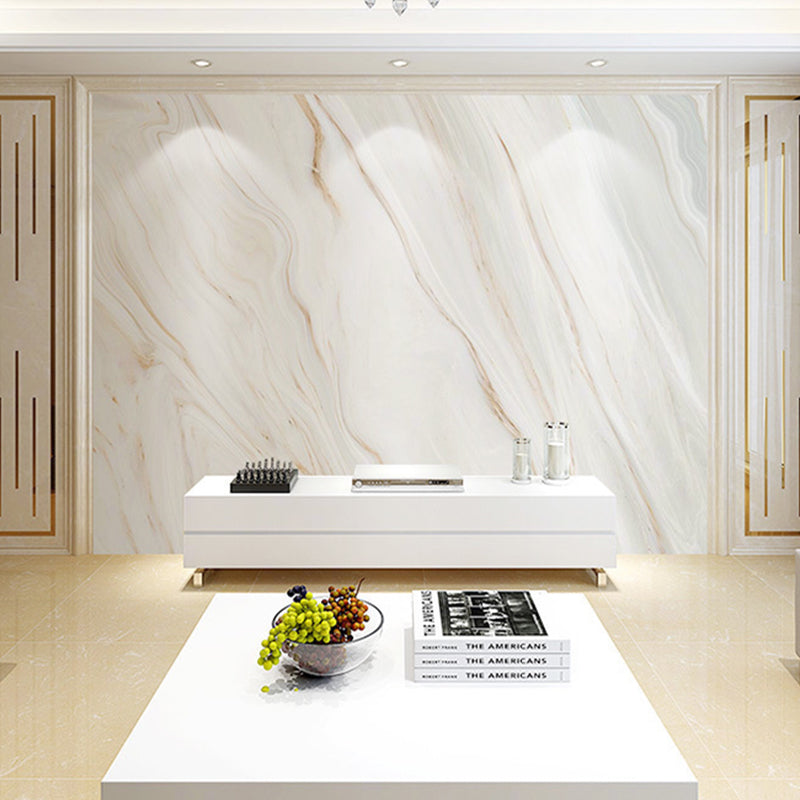 Whole Marble Wall Decor Simple Novelty Distressed Texture Mural Wallpaper in White and Brown