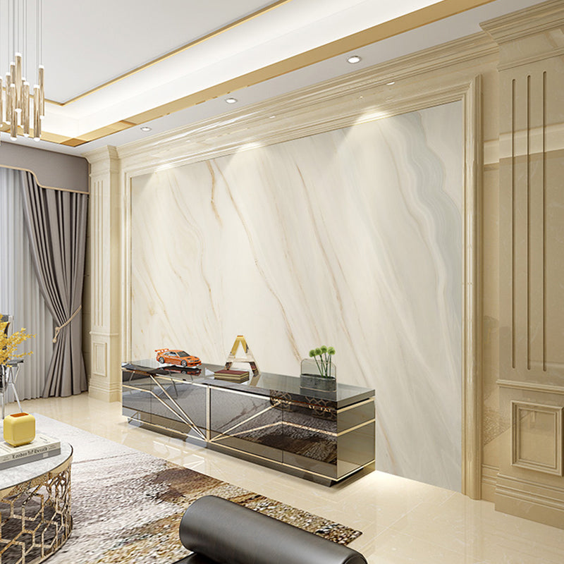 Whole Marble Wall Decor Simple Novelty Distressed Texture Mural Wallpaper in White and Brown