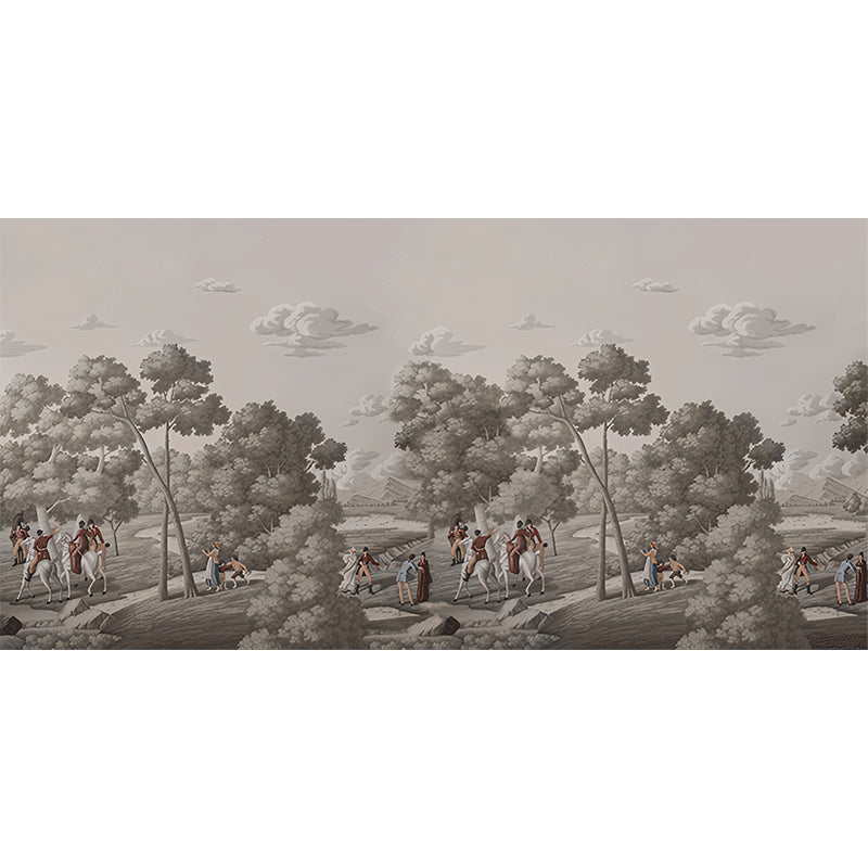 Nordic Wall Decor Grey Spring Hunting Full Size Mural Wallpaper, Custom-Made