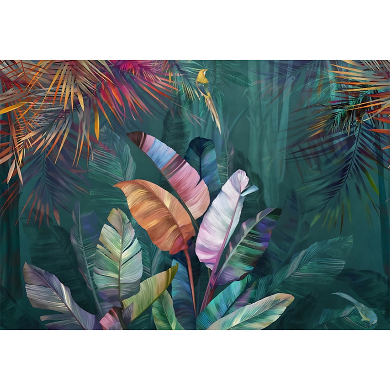 Tropical Banana Leaf Wall Art in Green Living Room Mural Wallpaper, Made to Measure