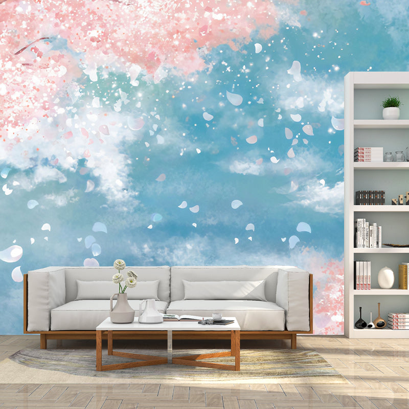 Nostalgic Cherry Blossom Wall Decor for Living Room Romantic Wall Mural, Made to Measure