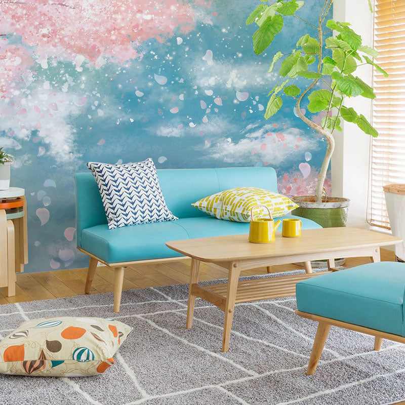 Nostalgic Cherry Blossom Wall Decor for Living Room Romantic Wall Mural, Made to Measure