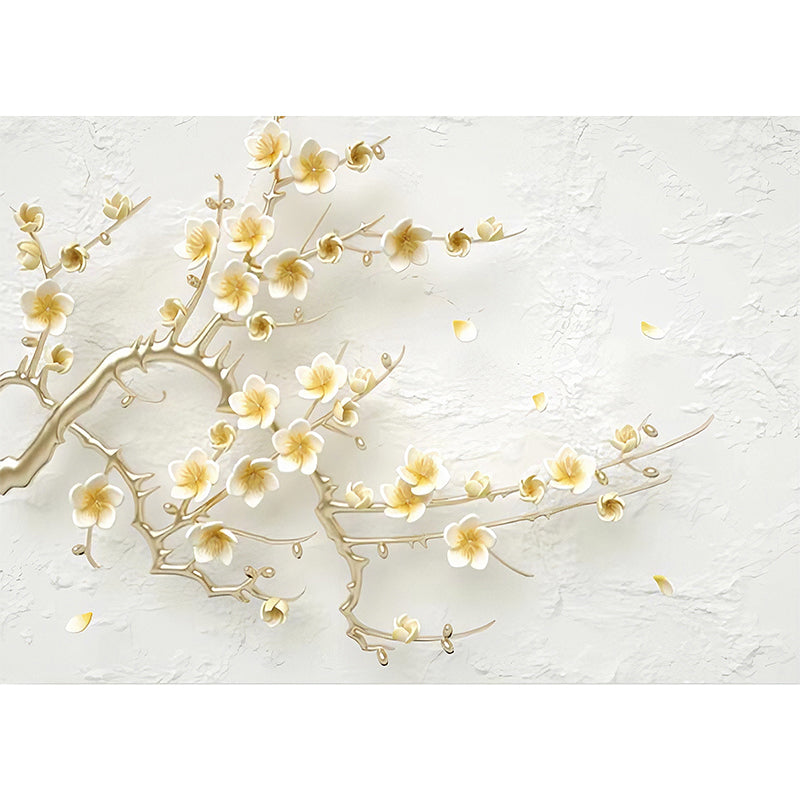Traditional Beige Magnolia Wall Decor for Commercial Use, Non-Woven Material