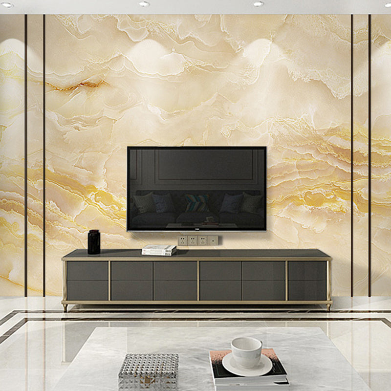 Beige Marble Wall Art Water-Resistant Mural Wallpaper for Accent Wall