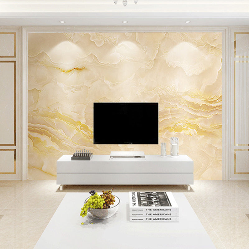 Beige Marble Wall Art Water-Resistant Mural Wallpaper for Accent Wall