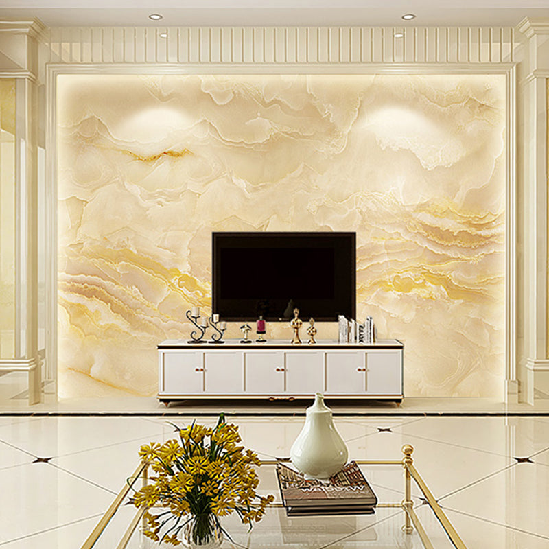 Beige Marble Wall Art Water-Resistant Mural Wallpaper for Accent Wall