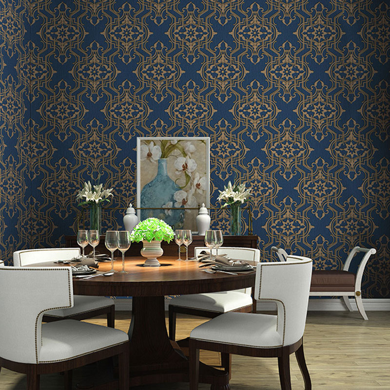 33' by 20.5" Classic Wall Art 3D Visual Damask Design Wallpaper Roll, Non-Pasted