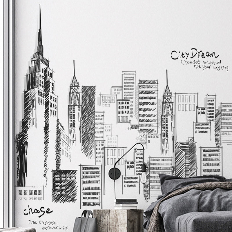 Gratte-ciel européen, couleur Pastel, décoration murale nostalgique industrielle pour salon