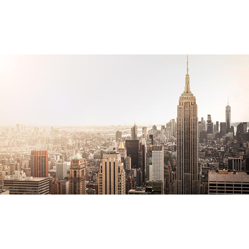 Whole Wall Mural Contemporary 3D Print City View from Office Wall Art in Natural Color