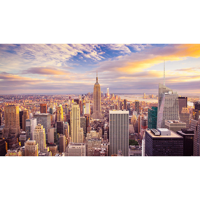 Cool Murals for Accent Wall and Guest Room, Yellow and Blue European Contemporary Building, Made to Measure