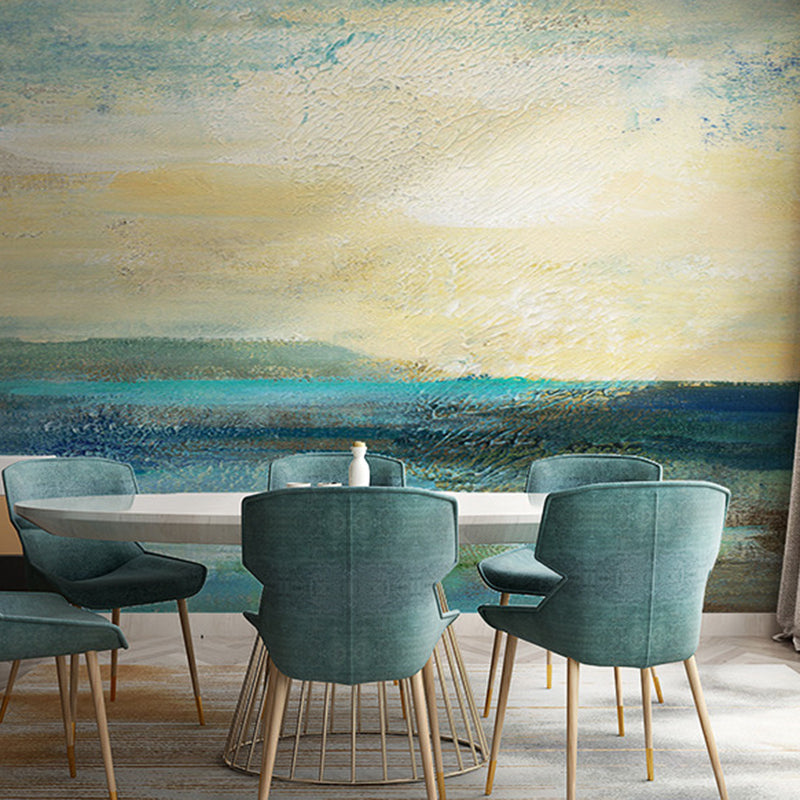 Illustration Style Murals Watercolors Painting Full Size Wall Covering for Living Room, Customized Size Available