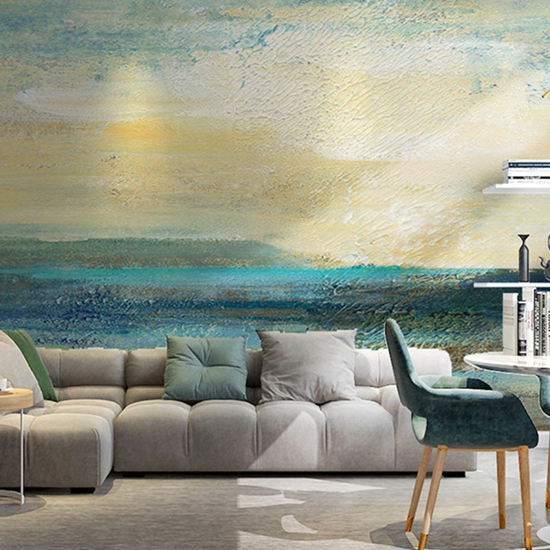 Illustration Style Murals Watercolors Painting Full Size Wall Covering for Living Room, Customized Size Available