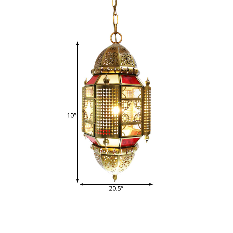 1 lampe suspendue légère Lantern Lantern Metal Suspension Éclairage avec conception de découpe en laiton