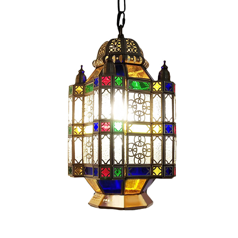 Frosted Glass Brass Chandelier Lantern 3 Heads Art Deco Suspension Pendant Light for Restaurant