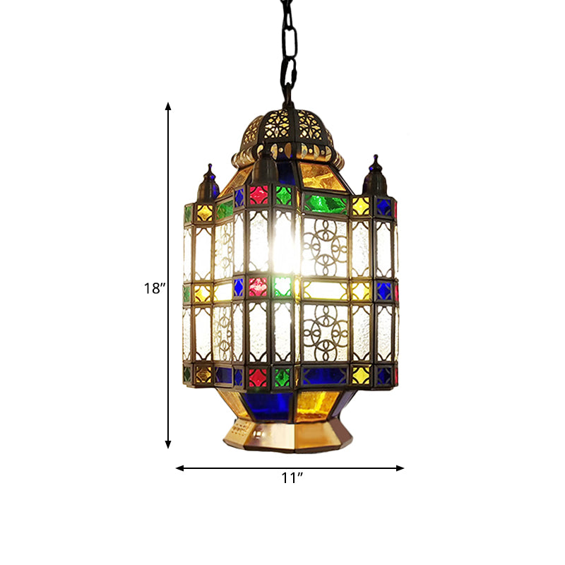 Frosted Glass Brass Chandelier Lantern 3 Heads Art Deco Suspension Pendant Light for Restaurant