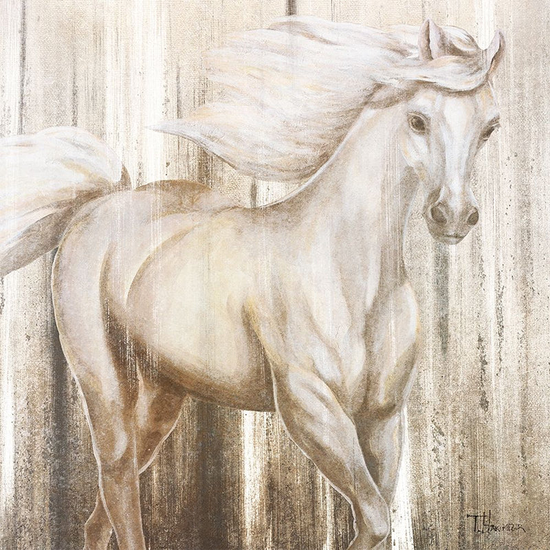 Giant Horse Mural Wallpaper in Grey and Yellow for Coffee Shop, Water-Resistant