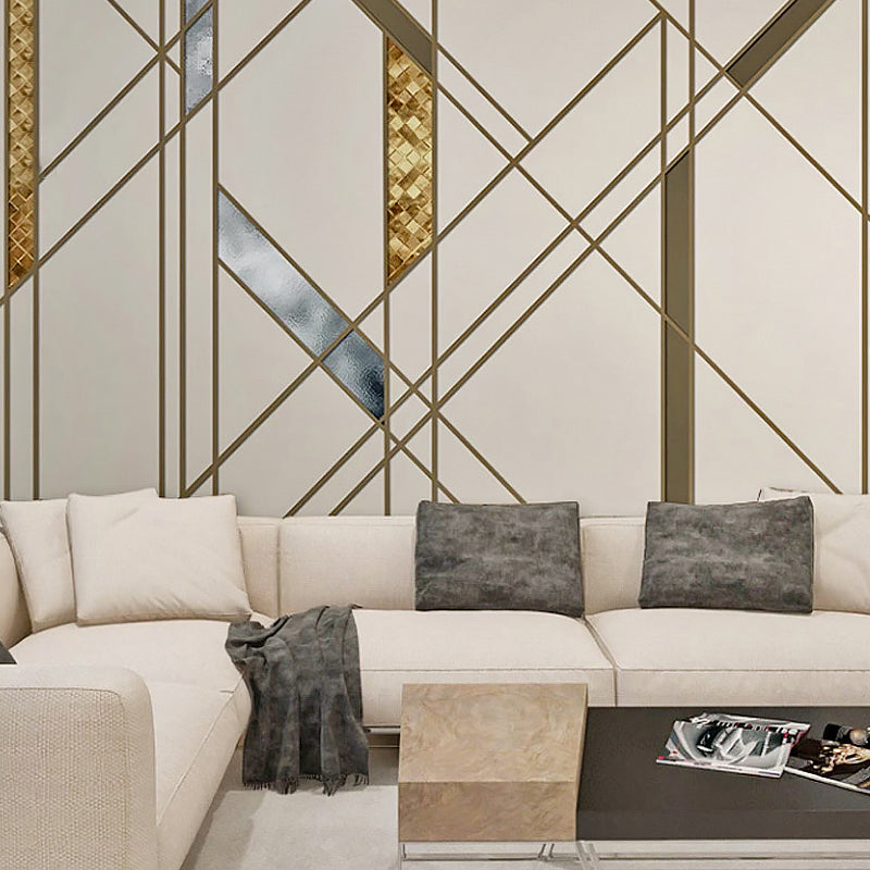 Full Size Wall Art Brown and Beige Geometries of Irregular Pattern Non-Woven Murals for Decoration, Made to Measure