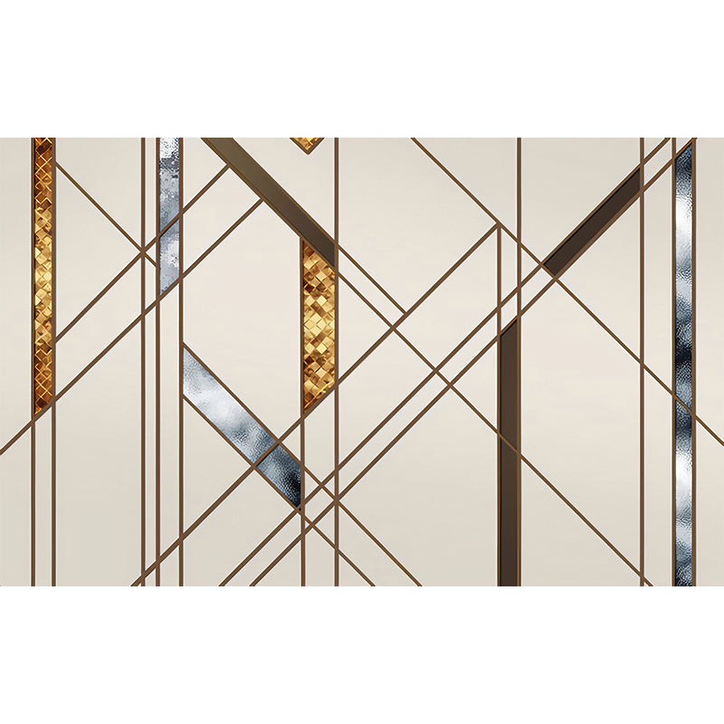 Full Size Wall Art Brown and Beige Geometries of Irregular Pattern Non-Woven Murals for Decoration, Made to Measure