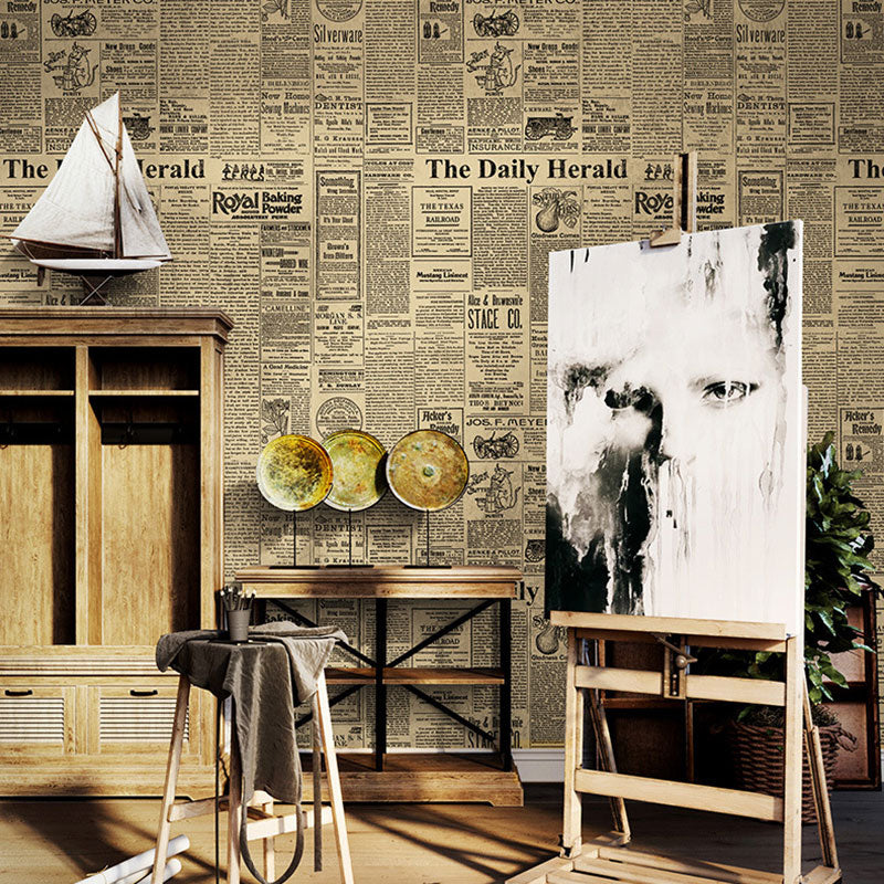 Soft Color Newspaper Wallpaper 57.1 sq ft. Non-Pasted Waterproof Wall Covering