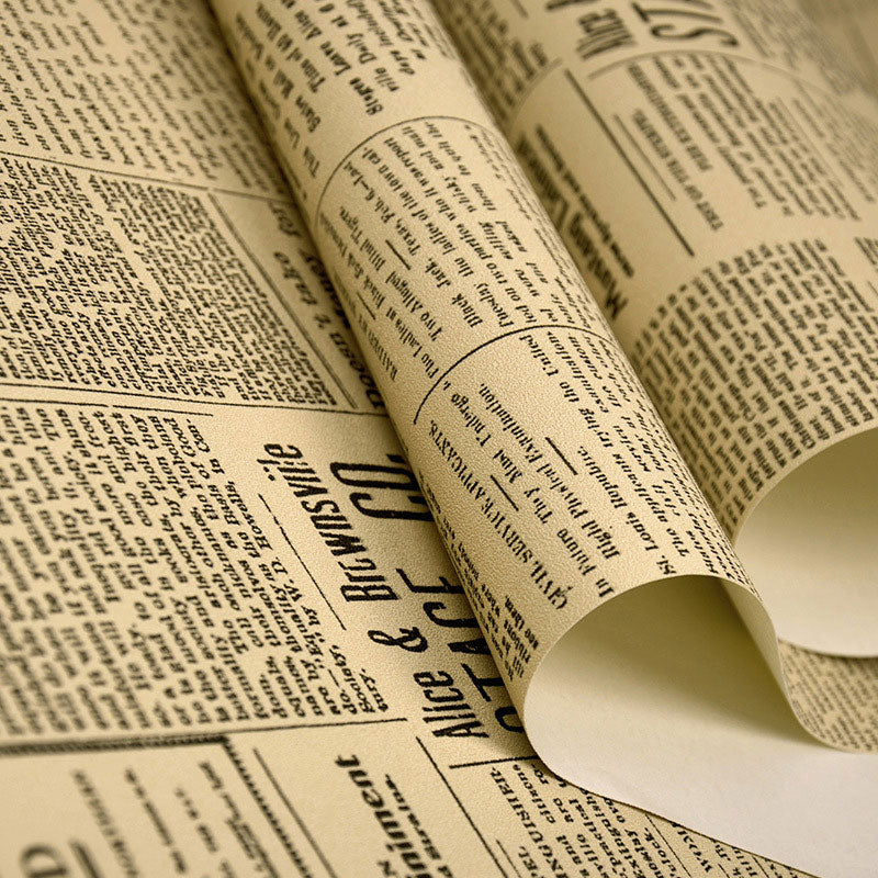 Soft Color Newspaper Wallpaper 57.1 sq ft. Non-Pasted Waterproof Wall Covering