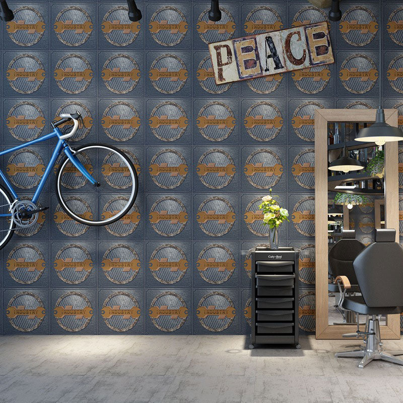 Grid and Circle Wallpaper Roll Non-Pasted Plaster Wall Covering, 31'L x 20.5"W