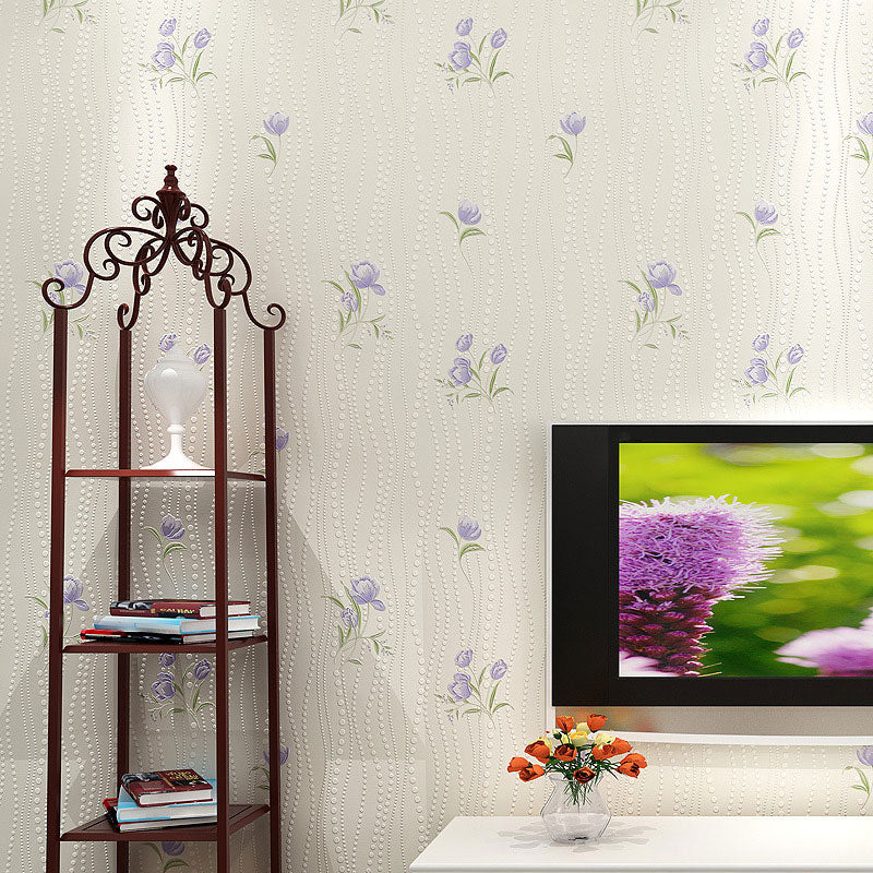 Soft Color Rose Wallpaper Roll Non-Pasted Stain-Resistant Wall Covering