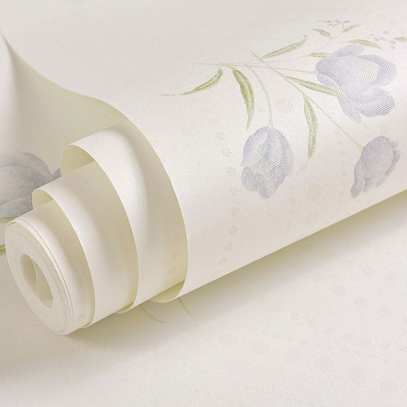 Soft Color Rose Wallpaper Roll Non-Pasted Stain-Resistant Wall Covering