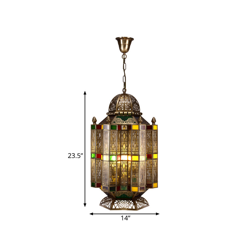 4 Glühbirnenlaterne hängende Kronleuchter arabische Messingmetall -Federung Anhänger Licht für das Restaurant