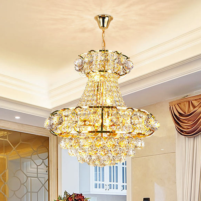 Urn-vormige kristal kroonluchter barokke 6-licht eetkamer plafond hanger in goud