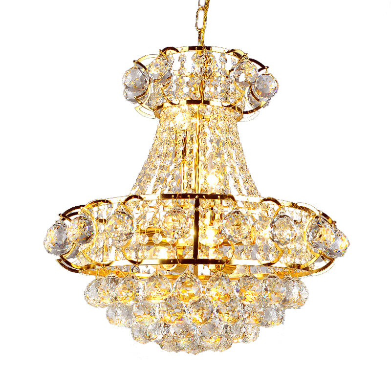 Lampadario cristallino a forma di urna barocco barocco a 6 luci a soffitto in oro