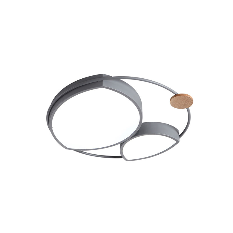 Grey Finish Arc Ceiling Flush Nordic Style LED Metal Flush Mount Lamp Fixture for Bedroom