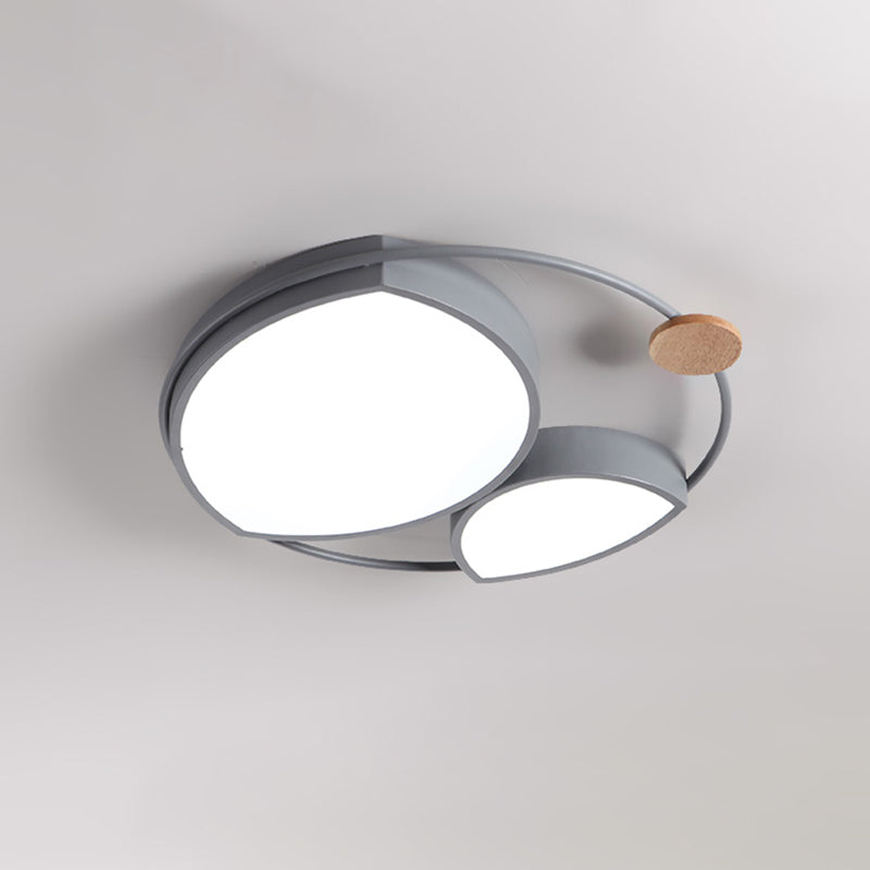 Grey Finish Arc Ceiling Flush Nordic Style LED Metal Flush Mount Lamp Fixture for Bedroom