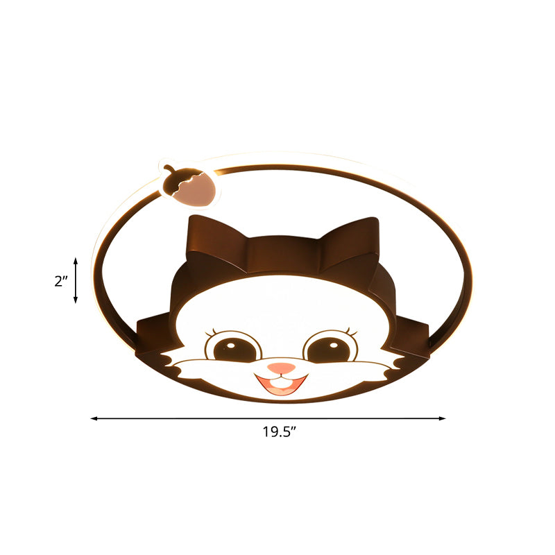 Acrylic Squirrel-Like Flush Mount Lighting Cartoon LED Flush Ceiling Lamp Fixture in Coffee