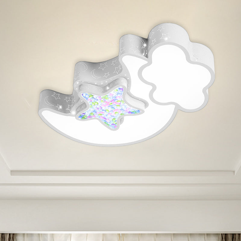 Acrylic Starry Sky Flush Light Fixture Nordic LED Flush Mounted Lamp in White/Pink/Blue for Child Bedroom