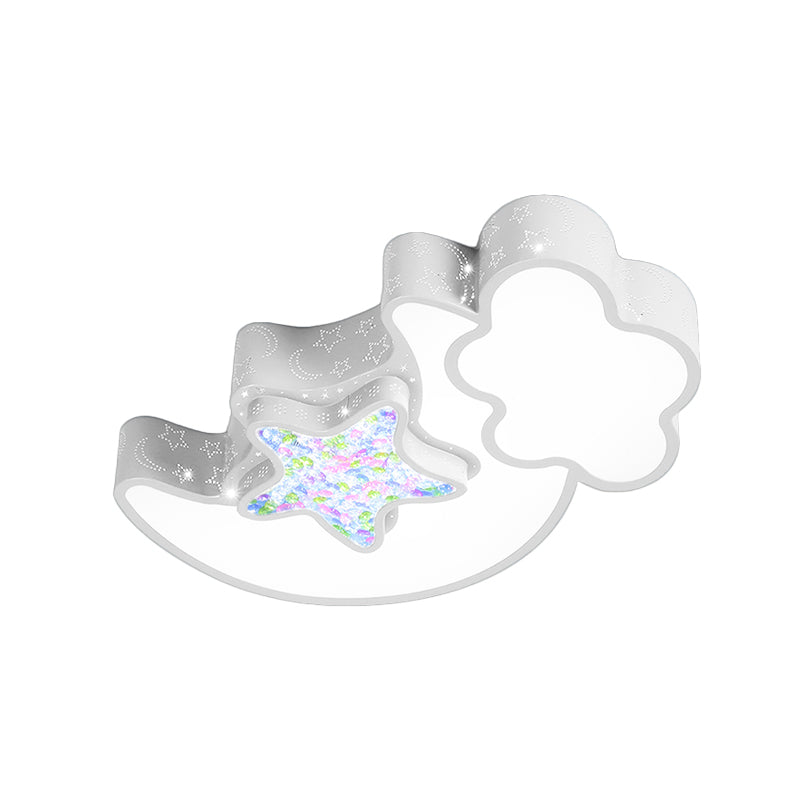Acrylic Starry Sky Flush Light Fixture Nordic LED Flush Mounted Lamp in White/Pink/Blue for Child Bedroom