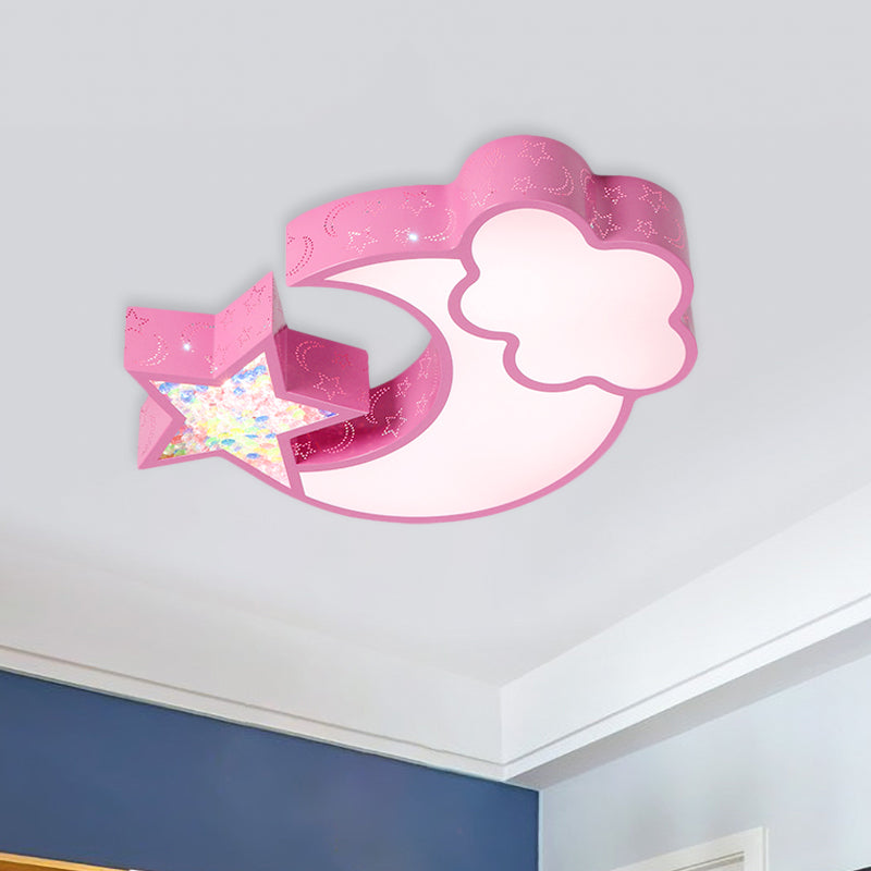 Acrylic Starry Sky Flush Light Fixture Nordic LED Flush Mounted Lamp in White/Pink/Blue for Child Bedroom