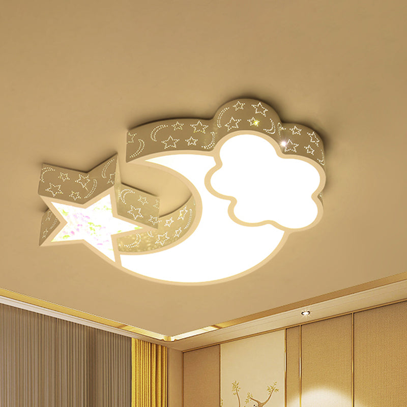 Acrylic Starry Sky Flush Light Fixture Nordic LED Flush Mounted Lamp in White/Pink/Blue for Child Bedroom