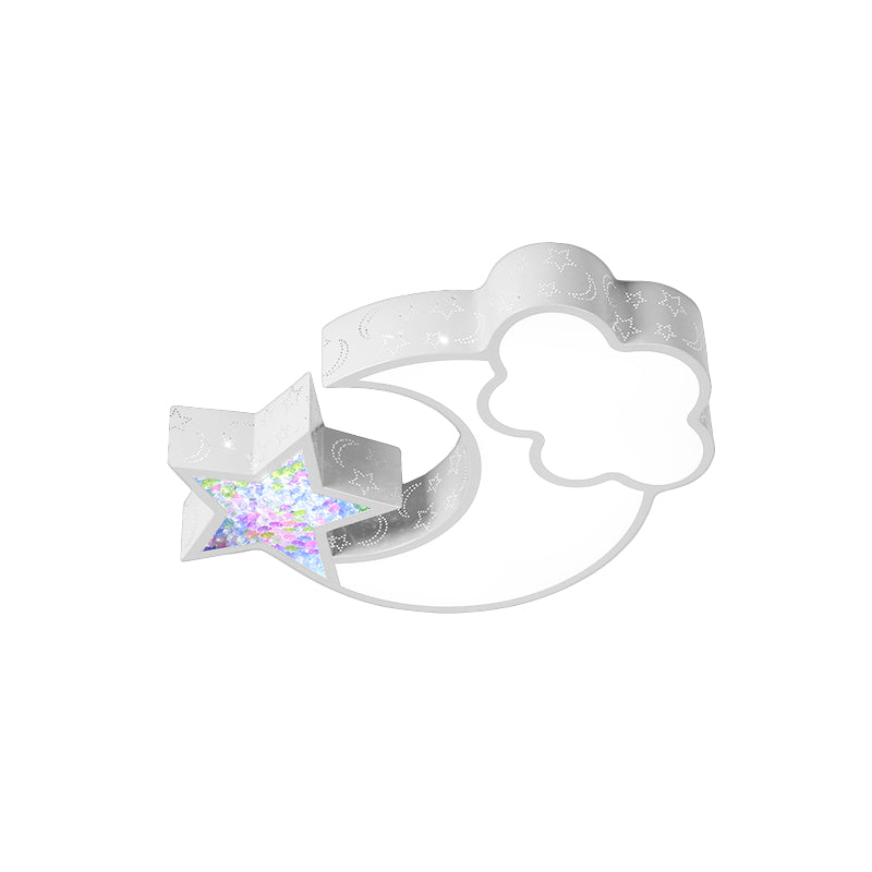 Acrylic Starry Sky Flush Light Fixture Nordic LED Flush Mounted Lamp in White/Pink/Blue for Child Bedroom
