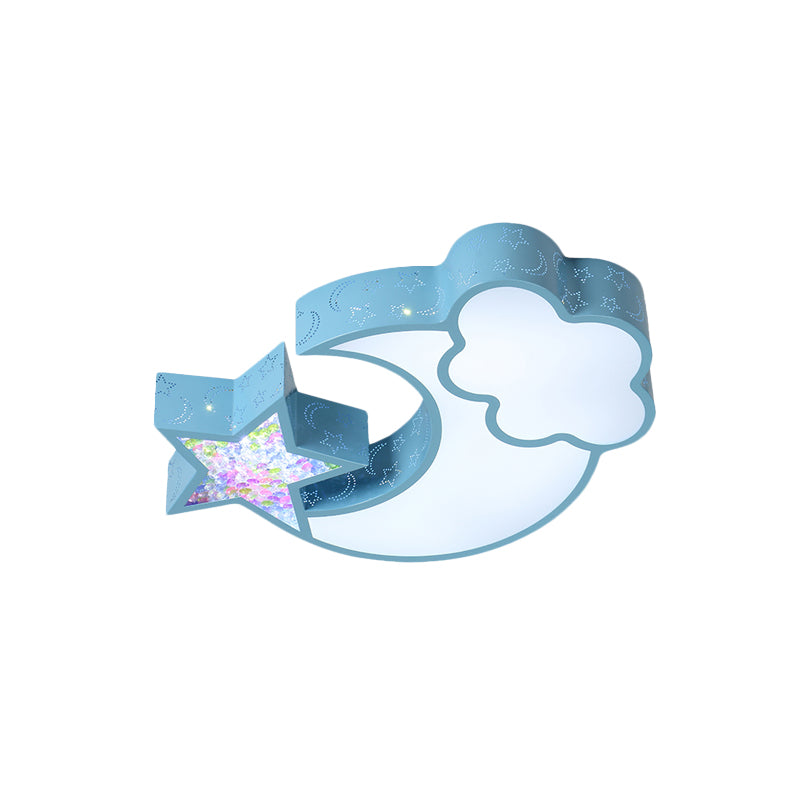 Acrylic Starry Sky Flush Light Fixture Nordic LED Flush Mounted Lamp in White/Pink/Blue for Child Bedroom