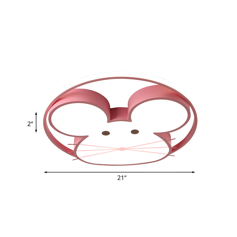 Rosa Finish Maus Decke Flush Cartoon-Stil LED Acryl Flush Mount Beleuchtung in Weiß/Warm Licht